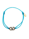 Valentino Garavani Crystal Vlogo Cord Bracelet In Blue