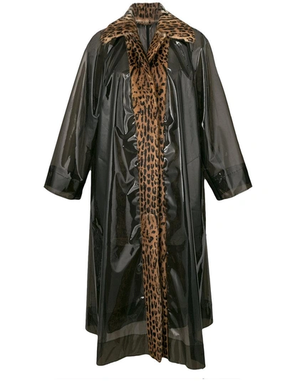 Dolce & Gabbana Leopard Fur Trim Raincoat