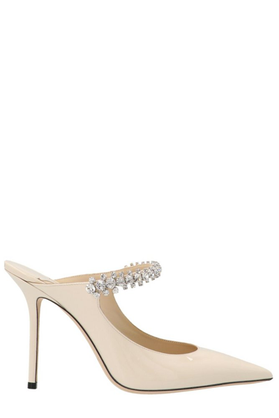 Jimmy Choo 100mm Bing Patent Leather Mules In Ivory