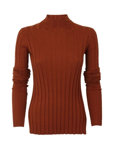 Theory Ribbed Knit Jumper In Tangerine