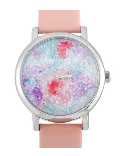 Timex Crystal Bloom Quartz Ladies Watch Tw2r84300 In Brass / Pink / White
