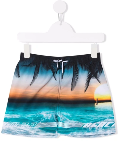 Molo Teen Photographic-print Swim Shorts In Blue