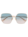 Chloé Gradient-sense Square-frame Sunglasses In Gold
