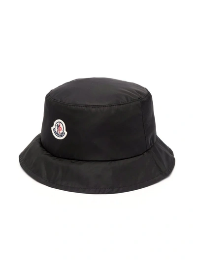 Moncler Kids' Logo-patch Bucket Hat In Black
