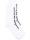 Comme Des Garçons Logo Cotton Socks In Bianco