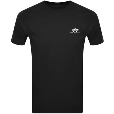 Alpha Industries Basic T Small Logo Black Cotton T-shirt With Small Chest Logo