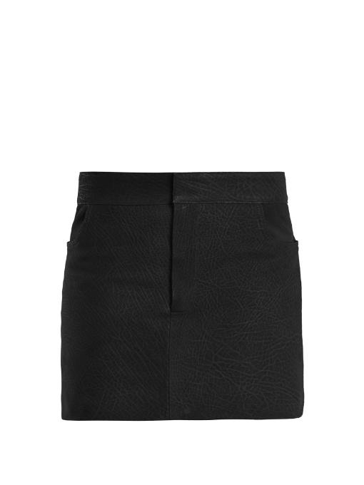Raey Tumbled Nubuck-leather Mini Skirt In Black | ModeSens