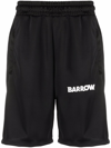 Barrow Black Nylon Bermuda Shorts With Man Logo Print In Nero