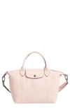 Longchamp Le Pliage Cuir Leather Shoulder Bag In Pale Pink