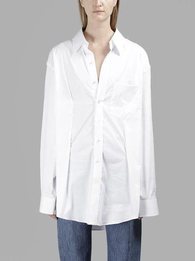 Vetements Women's White Secretary Decollage Shirt