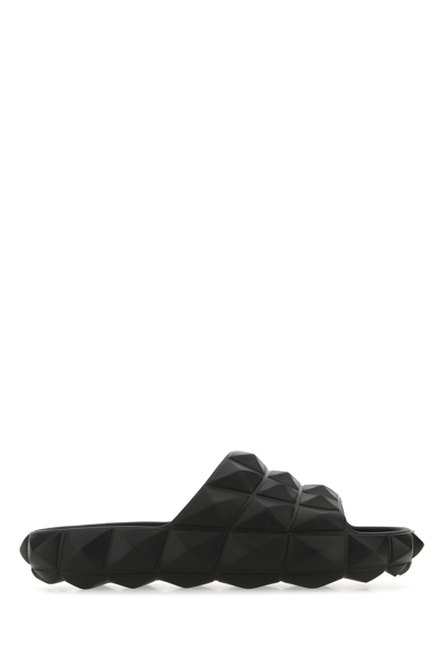 Valentino Garavani Roman Stud Turtle Slide Sandals In Black