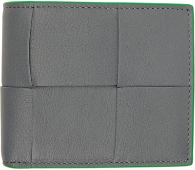 Bottega Veneta Intrecciato Leather Bi-fold Wallet In Grey