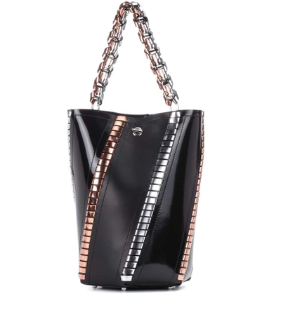 Proenza Schouler Medium Hex Metallic Whipstitch Leather Bucket Bag - Black