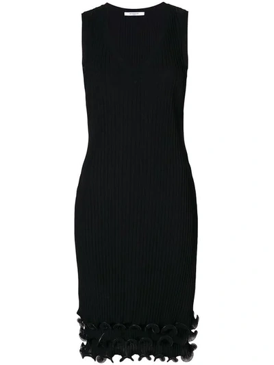 Givenchy Sleeveless V-neck Ruffle-hem Dress In Black