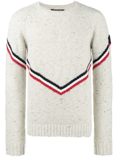 Moncler Flecked Wool And Alpaca-blend Sweater In Neutrals