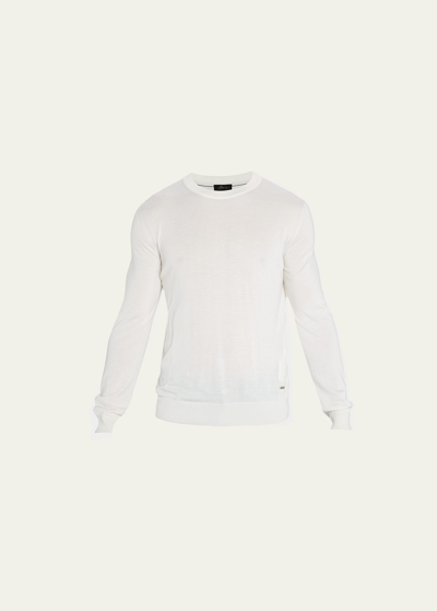 Brioni Men's Cashmere-silk Crewneck Sweater In White Mult