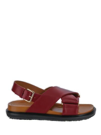 Marni Fussbett Sandals In Bordeaux/leather