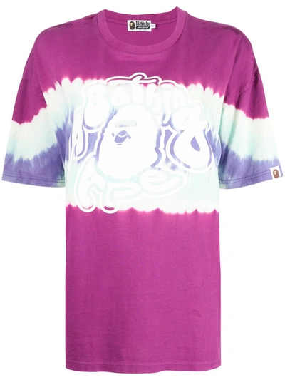 A Bathing Ape Logo-print Tie-dye T-shirt In Purple