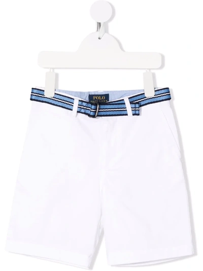 Ralph Lauren Kids' Belted Chino Shorts In White