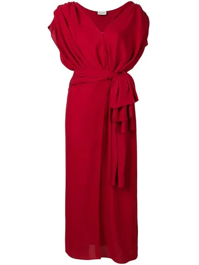 Magda Butrym Diablo Gathered Silk-chiffon Midi Dress In Red