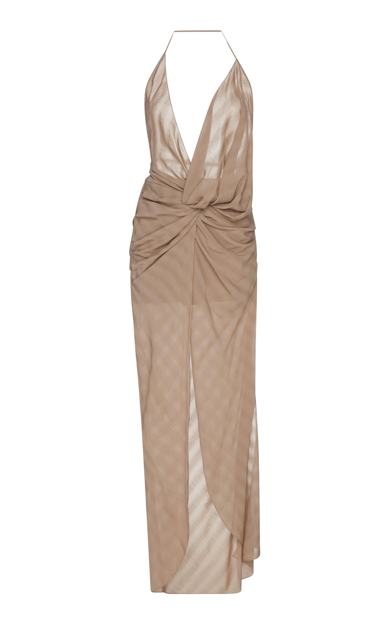 Jacquemus Draped Twist Front Dress In Brown ModeSens