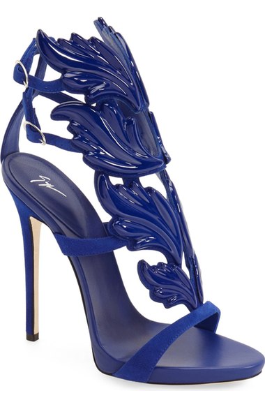 Giuseppe 120mm Leaf Suede Sandals, Royal In Cobalt Suede | ModeSens