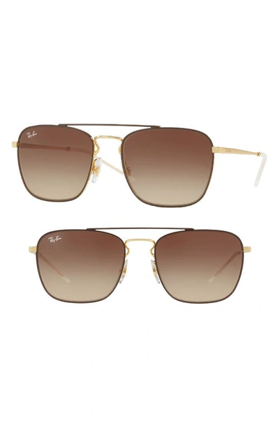 Ray Ban 55mm Metal Aviator Sunglasses In Brown Gradient