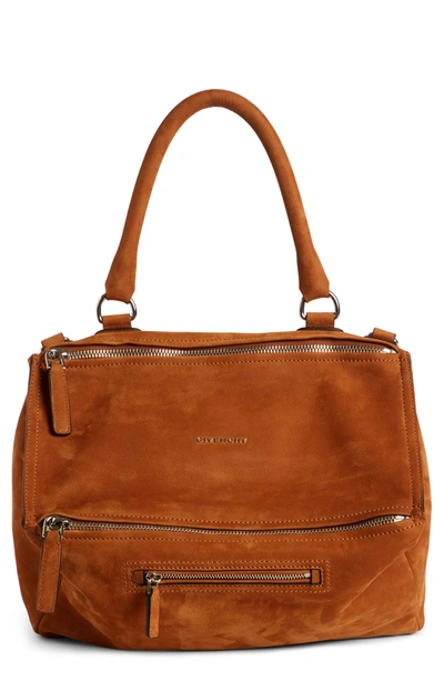Givenchy Pandora Medium Nubuck Leather Satchel Bag In Brown
