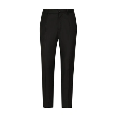 Dolce & Gabbana Single-pleat Stretch Wool Pants In Black