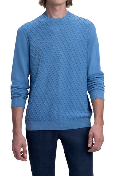 Bugatchi Men's Diamond-knit Cotton Crewneck Sweater In Riviera
