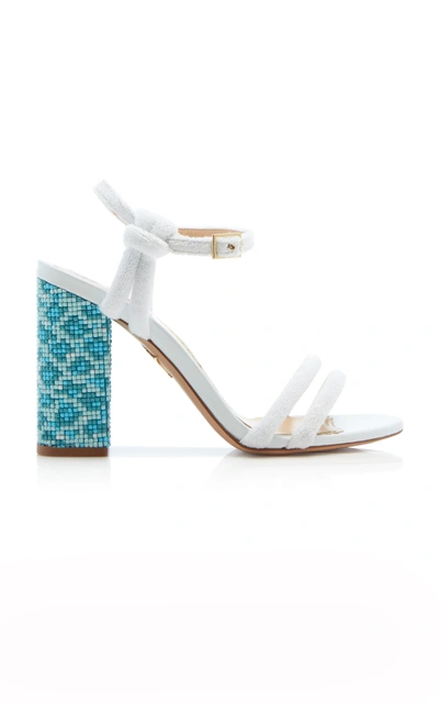 Charlotte Olympia Woman Cordelia Bead-embellished Leather And Terry Sandals White