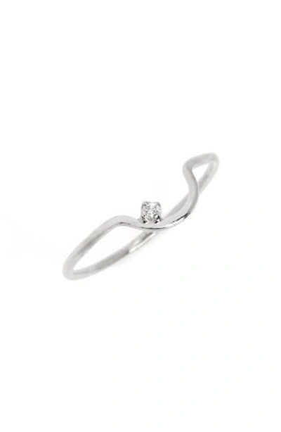 Wwake Arc Lineage Ring In White Diamond/ Sterling Silver