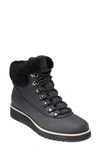 Cole Haan Grandexpl?re Genuine Shearling Trim Waterproof Hiker Boot In Black Leather