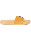 Puma By Rihanna Lead Cat Slide Sandals In Golden Brown/ Scarab