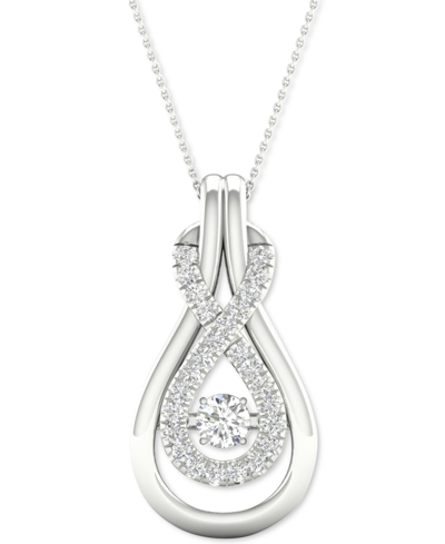Twinkling Diamond Star Diamond Infinity Teardrop 18" Pendant Necklace (1/5 Ct. T.w.) In 10k White Gold