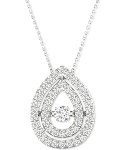 Twinkling Diamond Star Diamond Double Teardrop Halo 18" Pendant Necklace (3/8 Ct. T.w.) In 10k White Gold