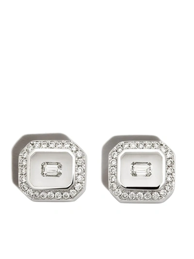 Nikos Koulis 18kt White Gold Universe Diamond Stud Earrings In Silver