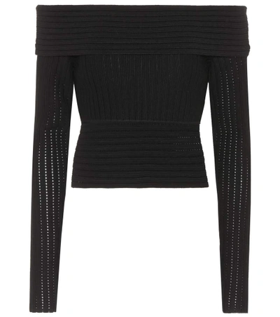 Diane Von Furstenberg Wool-blend Off-the-shoulder Top In Black