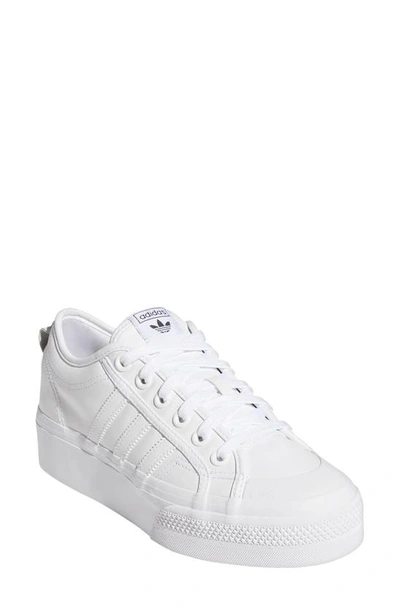 Adidas Originals Adidas Women's Originals Nizza Platform Casual Shoes In White/ White/ Core Black