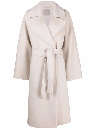 12 Storeez Belted Mid-length Coat In Neutrals