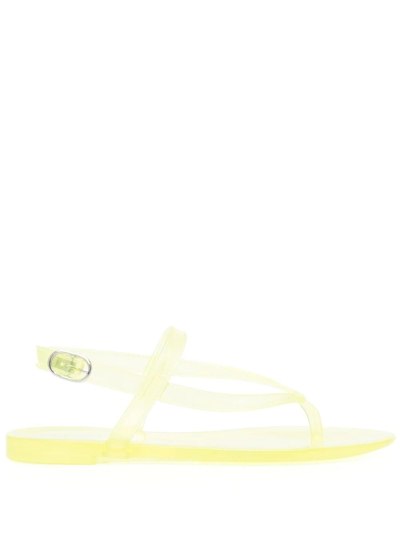 Stuart Weitzman 10mm Summer Jelly Rubber Thong Sandals In Electric Lime