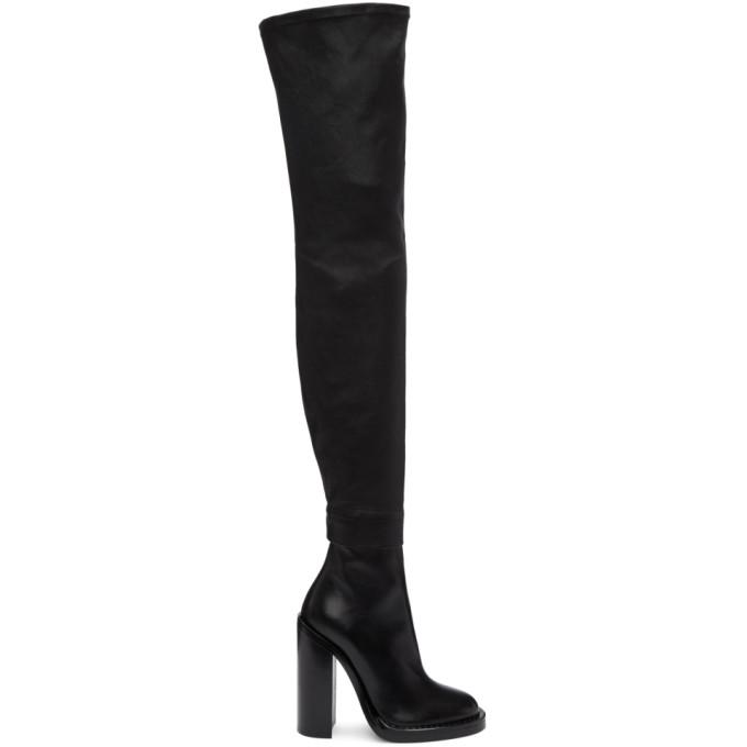 Ann Demeulemeester Black Leather Over-the-knee Boots In 384 099 Black ...