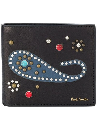 Paul Smith Studded Patterned Wallet In Black