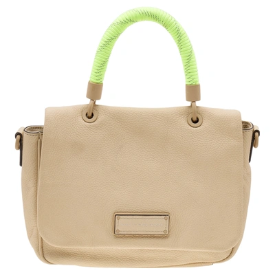 Pre-owned Marc By Marc Jacobs Cream/neon Leather Novelty Too Hot To Handle Top Handle Bag
