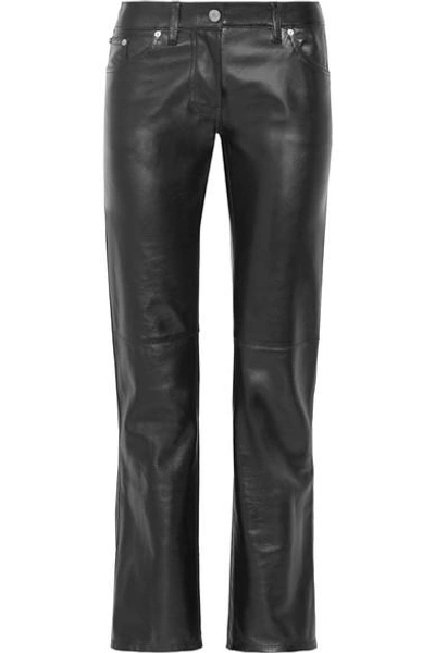 Calvin Klein 205w39nyc Straight High Waist Leather Trousers In Black