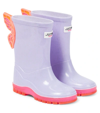 Sophia Webster Mini Kids' Girls Lilac Butterfly Rain Boots In Purple