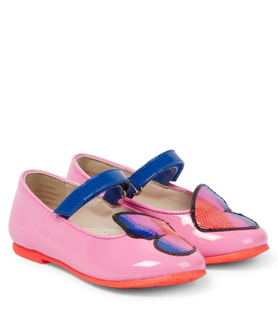 Sophia Webster Mini Kids' Patent Colour-block Butterfly Flats In Pink