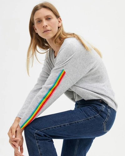 Absolut Cashmere Mia Sweater Light Grey / Rainbow Stripe | ModeSens