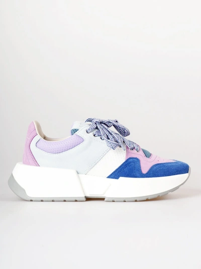 Mm6 Maison Margiela Leather Sneakers In Blu Rosa