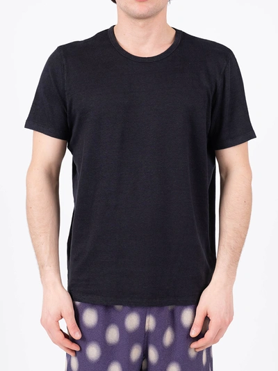 Majestic Stretch Linen Crewneck T-shirt In Black